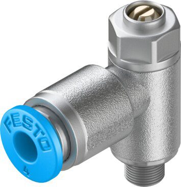FESTO 193138 — Дроссель пневматический Festo 193138 GRLA-M5-QS-4-D с обратным клапаном алюминий резьба/цанга M5